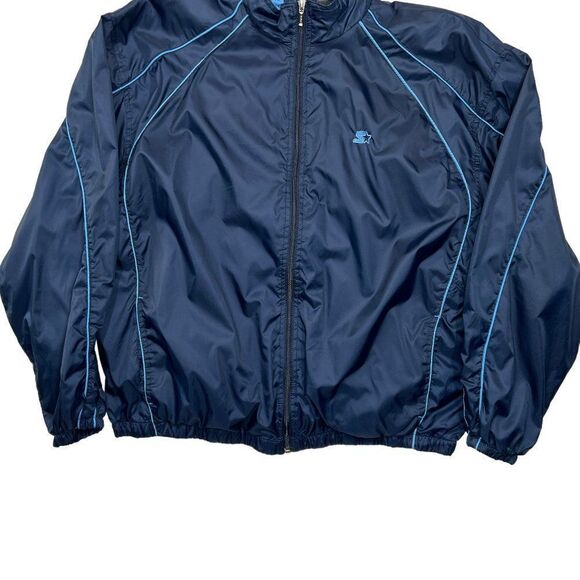 Starter Jacket Mens Sz Large Vintage Two Tone Blue Full Zip Athletic Windbreaker - Picture 4 of 11